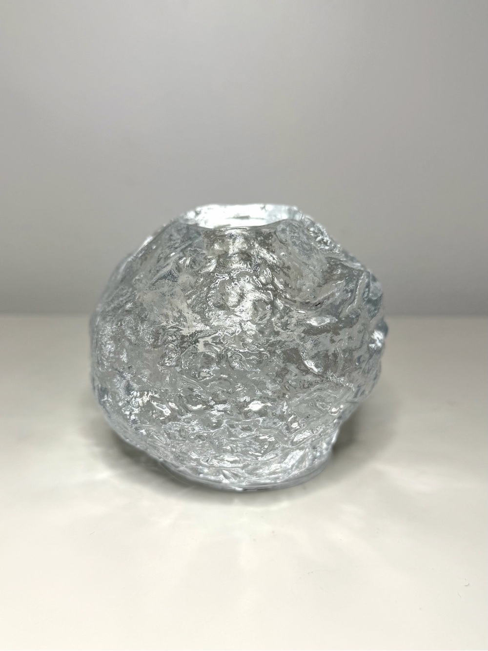 1970s Kosta Boda Snowball Art Glass Candle Holder